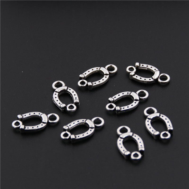 Silver Color Tone Horseshoe Hole Necklace & Bracelet Charms Horseshoe Hole Connectors DIY Jewelry Making Handmade Craft