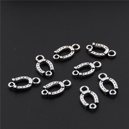 Silver Color Tone Horseshoe Hole Necklace & Bracelet Charms Horseshoe Hole Connectors DIY Jewelry Making Handmade Craft