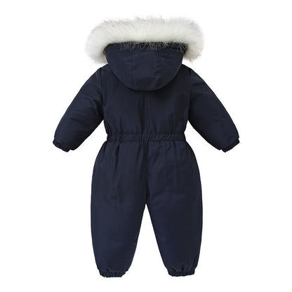 Warm Plus Velvet Winter Ski Suit Baby Jumpsuit Boy Overalls Kids Toddler Girl Clothes Children Clot 3