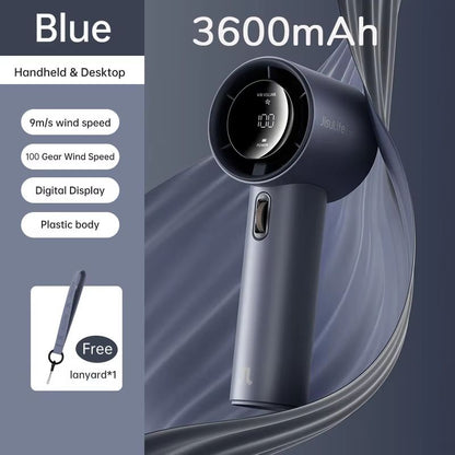 JISULIFE Mini Portable Hand Fan  Rechargeable USB Fan With 100 Speeds 5000mAh Battery  LED Display  9