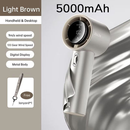 JISULIFE Mini Portable Hand Fan  Rechargeable USB Fan With 100 Speeds 5000mAh Battery  LED Display  10