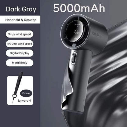 JISULIFE Mini Portable Hand Fan  Rechargeable USB Fan With 100 Speeds 5000mAh Battery  LED Display  11