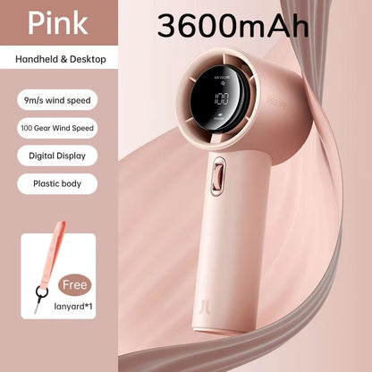 JISULIFE Mini Portable Hand Fan  Rechargeable USB Fan With 100 Speeds 5000mAh Battery  LED Display  6