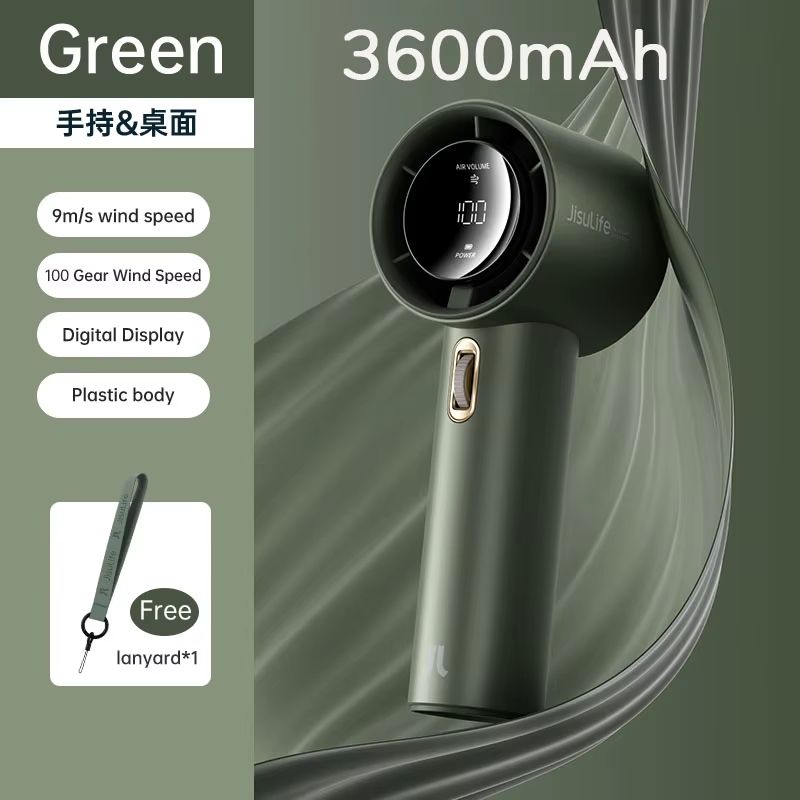 JISULIFE Mini Portable Hand Fan  Rechargeable USB Fan With 100 Speeds 5000mAh Battery  LED Display  7