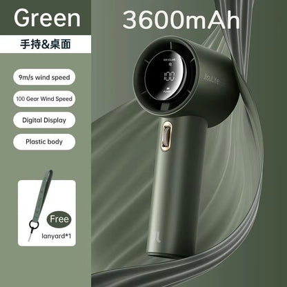 JISULIFE Mini Portable Hand Fan  Rechargeable USB Fan With 100 Speeds 5000mAh Battery  LED Display  7