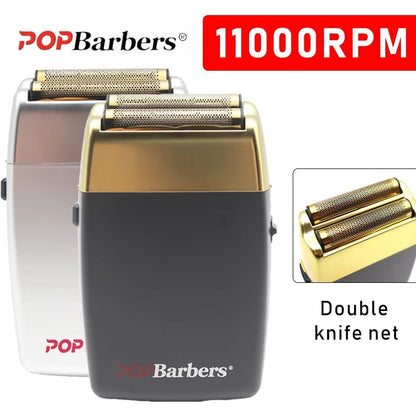 POP Barbers P620 Professional Electric Beard Trimmer – Double Foil Shaver & USB Rechargeable Hair Cutting Machine