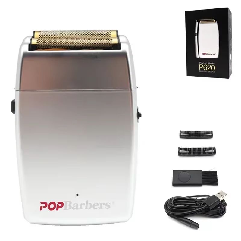 POP Barbers P620 Professional Electric Beard Trimmer  Double Foil Shaver  USB Rechargeable Hair Cut 9