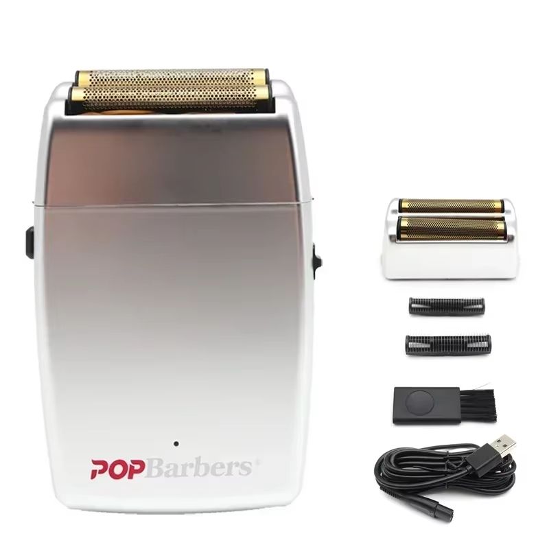 POP Barbers P620 Professional Electric Beard Trimmer  Double Foil Shaver  USB Rechargeable Hair Cut 12