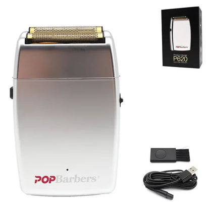 POP Barbers P620 Professional Electric Beard Trimmer  Double Foil Shaver  USB Rechargeable Hair Cut 7