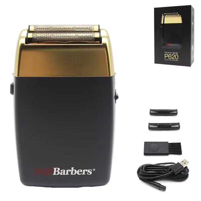 POP Barbers P620 Professional Electric Beard Trimmer  Double Foil Shaver  USB Rechargeable Hair Cut 17