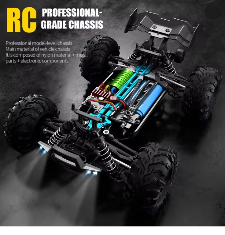 1 To 16 Scale 4WD RC Car With LED Lights High Speed 70KMH Drift Monster Truck 1