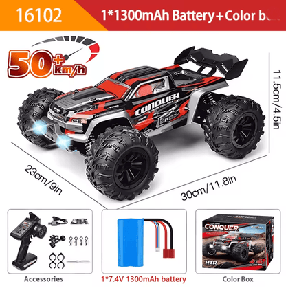 1 To 16 Scale 4WD RC Car With LED Lights High Speed 70KMH Drift Monster Truck 3