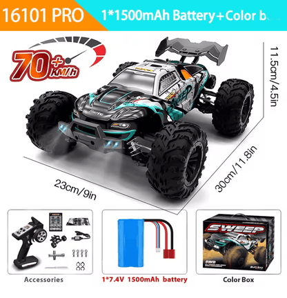 1 To 16 Scale 4WD RC Car With LED Lights High Speed 70KMH Drift Monster Truck 4