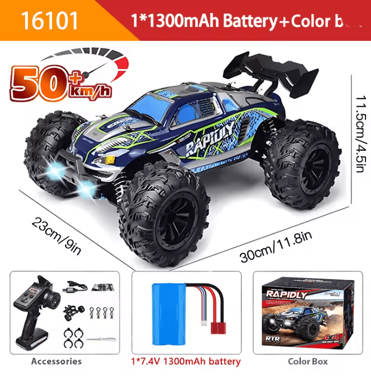 1 To 16 Scale 4WD RC Car With LED Lights High Speed 70KMH Drift Monster Truck 7
