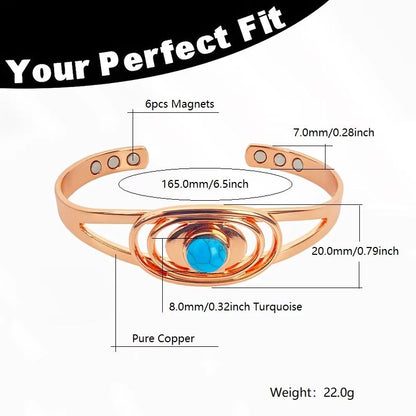Turquoise Inlay Magnetic Bracelet For Women  Pure Copper Adjustable Healing Jewelry Ideal Mothers D 5