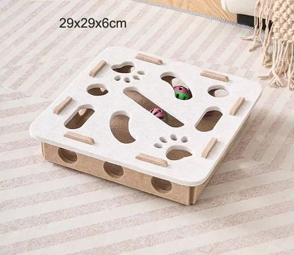 Pet Cat Puzzle Maze Holes Toys Felt Box With Bell Ball Interactive Funny Combination Set For Kitten 5