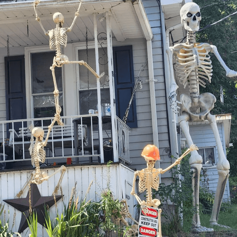 Lifesize Movable Halloween Skeleton Full Body Fake Skull  Bones For Haunted House Home Bar And Horr 2