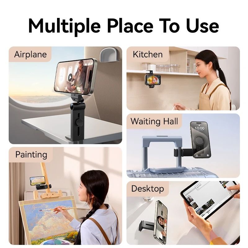 Joyroom Magnetic Travel Phone Holder Foldable Clamp Airplane Mount 3