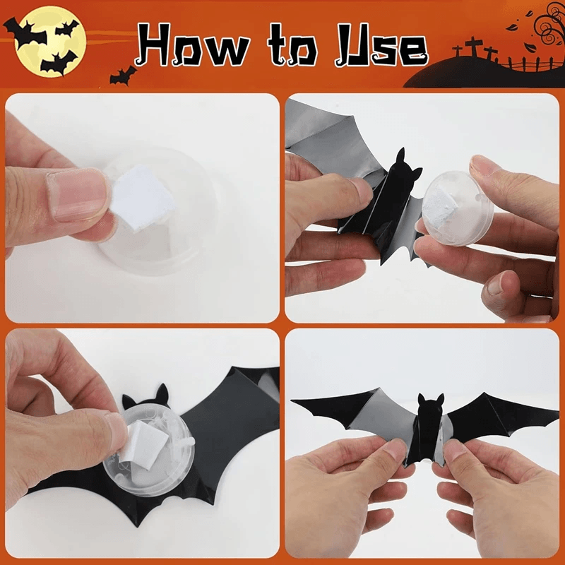 Scary LED Halloween Decorations Glowing Bats And Spider 3D Wall Stickers For Haunted House Party In 8