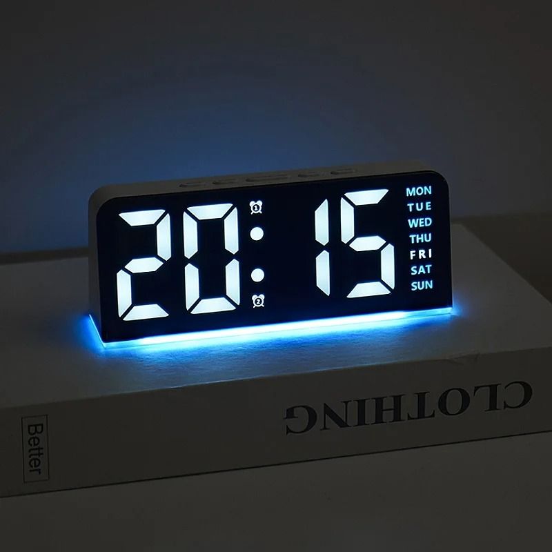 USB Powered Digital Alarm Clock with Mood Light Dual Alarm and Snooze