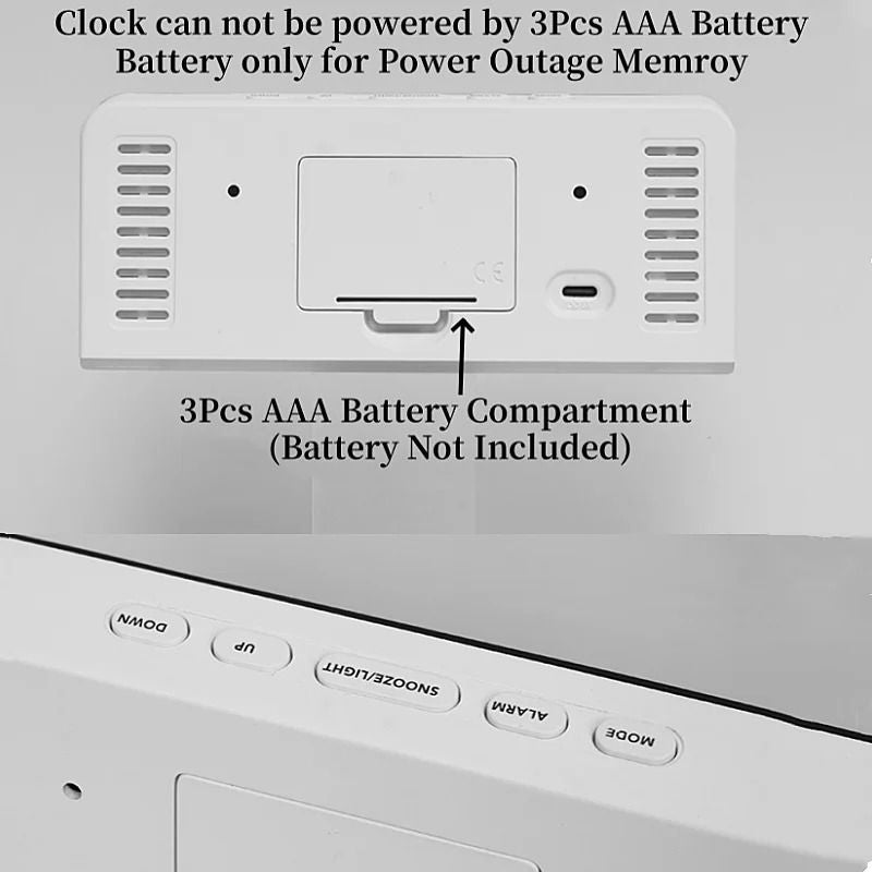 USB Powered Digital Alarm Clock With Mood Light Dual Alarm And Snooze 5