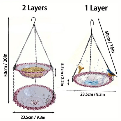2in1 Hanging Bird Bath And Feeder Colorful Flower Shape For Attracting Hummingbirds To Your Garden