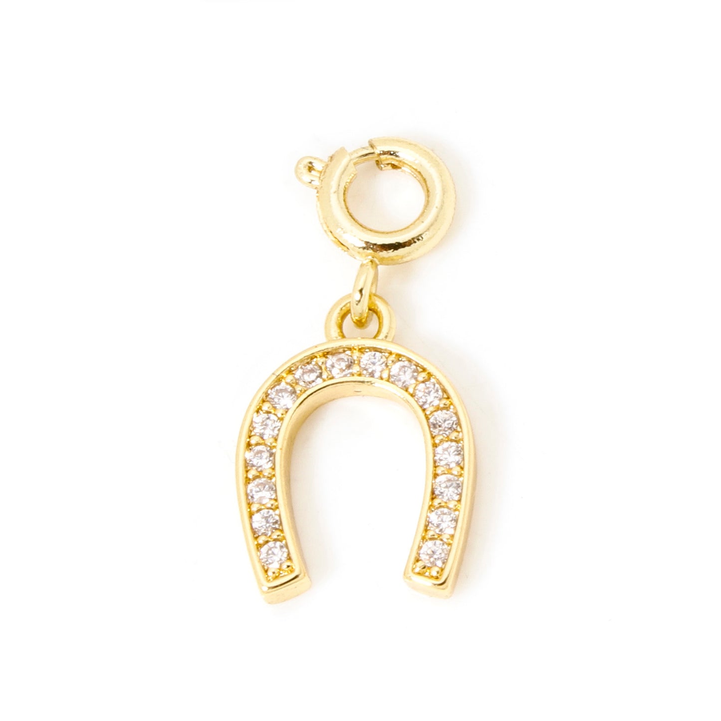 Gold Plated Brass Charms With Spring Ring Clasp Heart  Horseshoe Pendants For DIY Necklace  Bracele