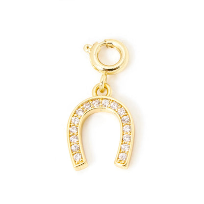 Gold Plated Brass Charms With Spring Ring Clasp Heart  Horseshoe Pendants For DIY Necklace  Bracele