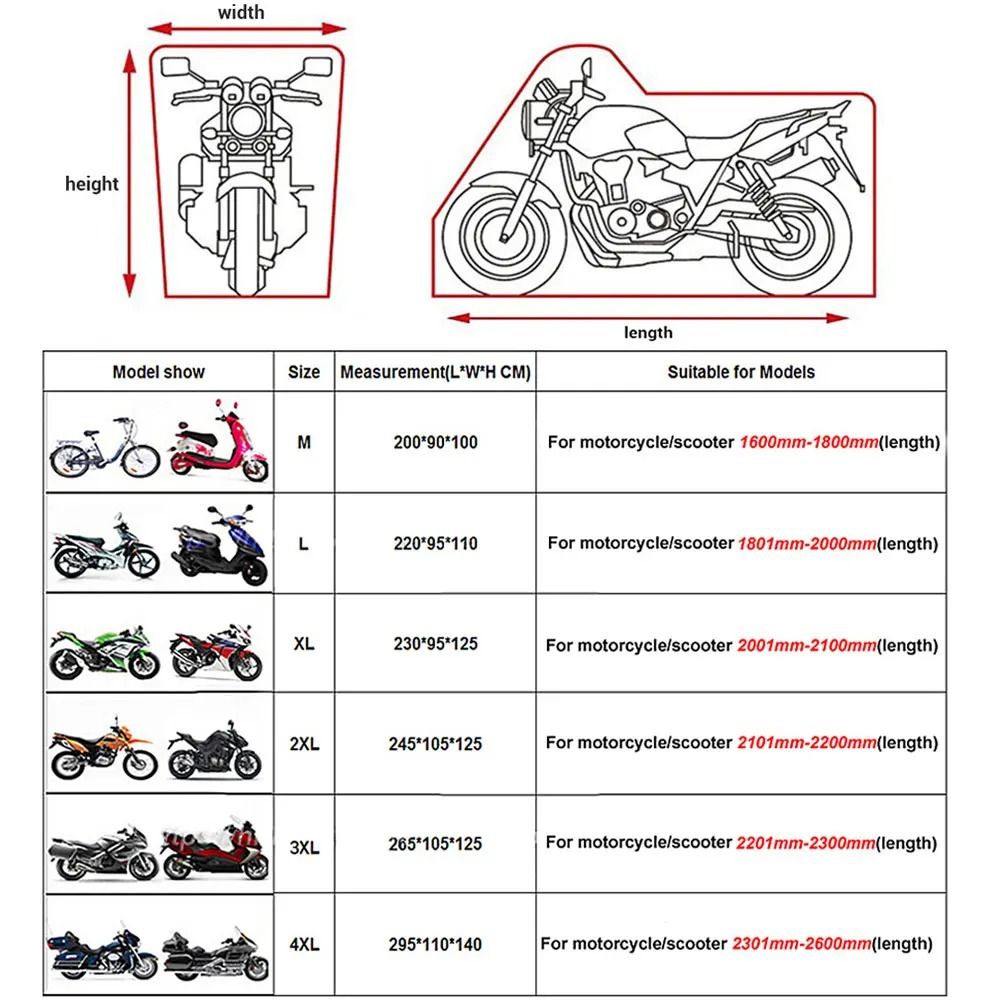 Waterproof Motorcycle Cover Dustproof UV Protective Indoor Outdoor Scooter Cover 6