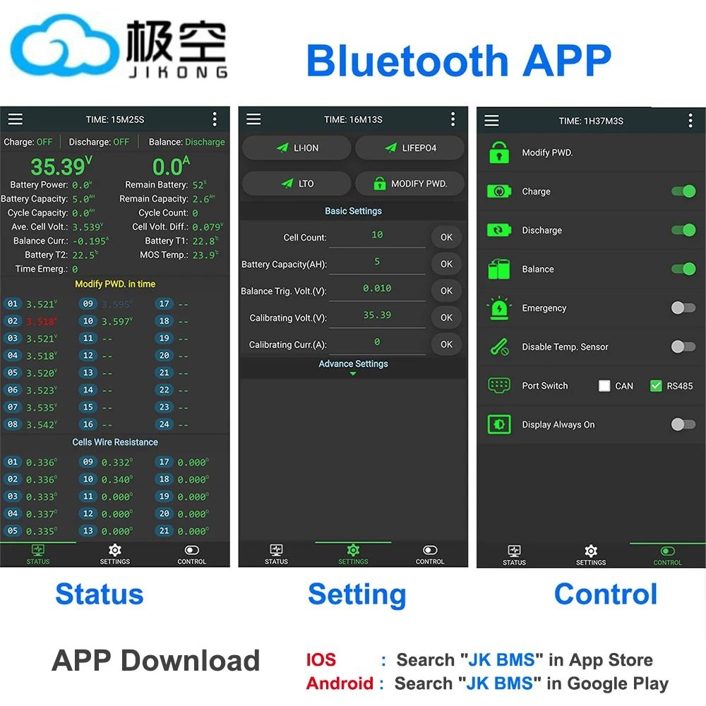 Smart Bluetooth Active Balance BMS For LiIon LiFePo4 LTO Batteries 4S24S 200A300A 2