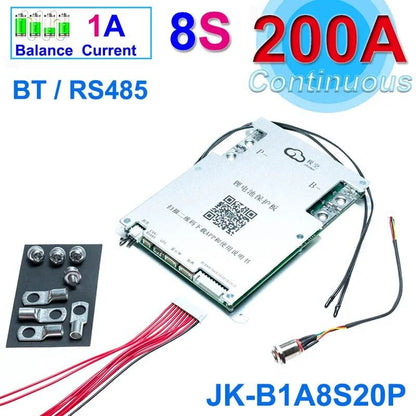 Smart Bluetooth Active Balance BMS For LiIon LiFePo4 LTO Batteries 4S24S 200A300A 27