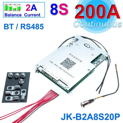 Smart Bluetooth Active Balance BMS For LiIon LiFePo4 LTO Batteries 4S24S 200A300A 28