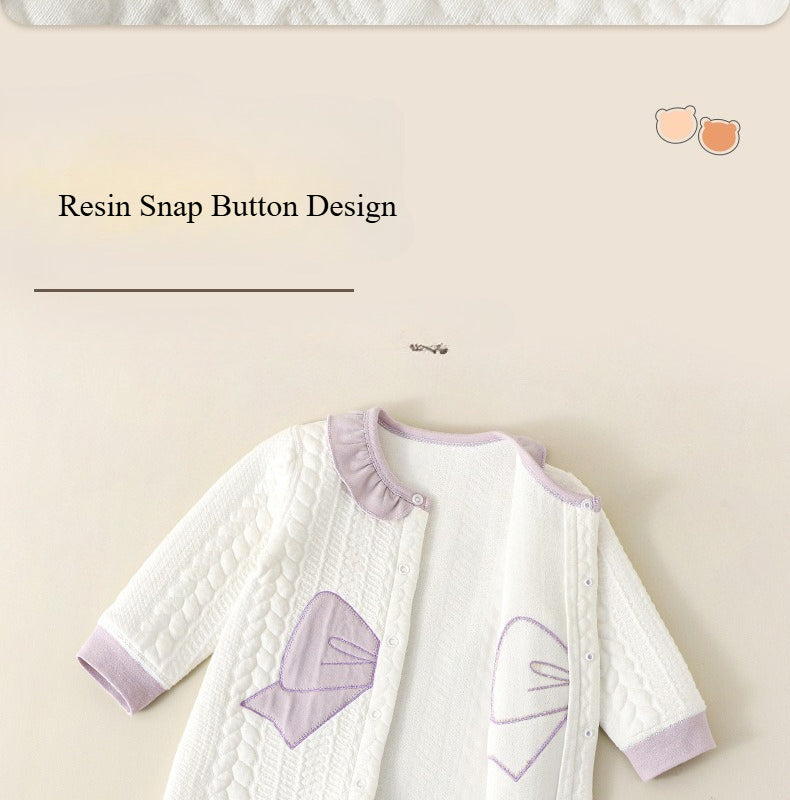Cute Fall And Winter Baby Pure Cotton Onesie Newborn Boys Girls Warm Jumpsuit Clip Cotton Models Soft Infant Clothing