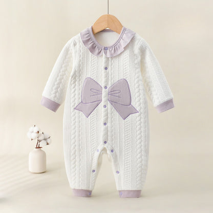 Cute Fall And Winter Baby Pure Cotton Onesie Newborn Boys Girls Warm Jumpsuit Clip Cotton Models Soft Infant Clothing