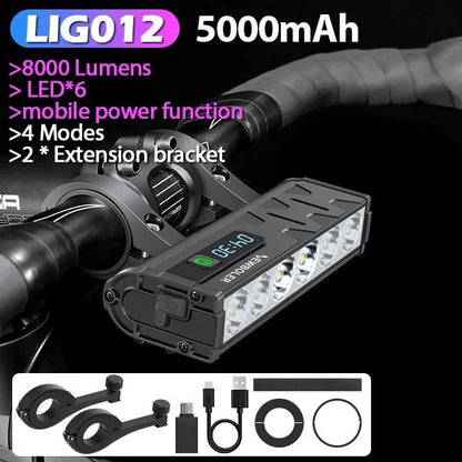 Rechargeable Bicycle Headlight 300010000 Lumens Waterproof Cycling Lamp With Power Bank Function 9