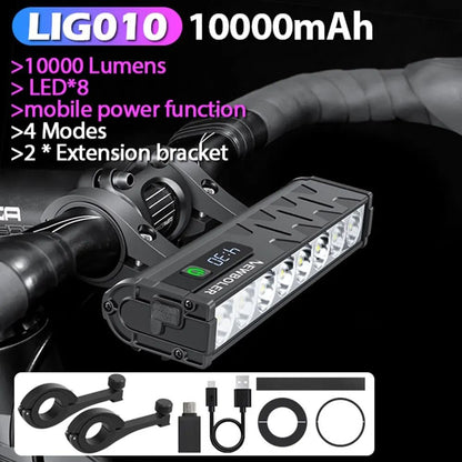 Rechargeable Bicycle Headlight 300010000 Lumens Waterproof Cycling Lamp With Power Bank Function 10