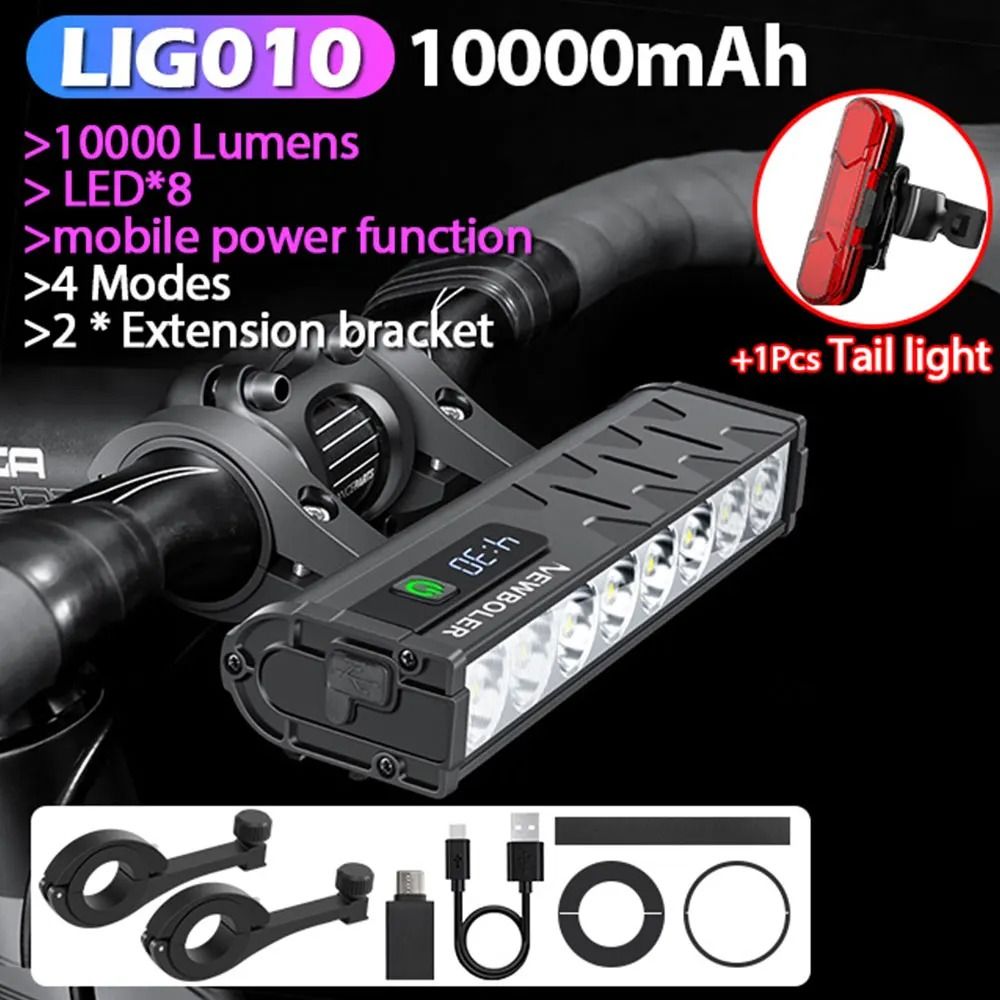 Rechargeable Bicycle Headlight 300010000 Lumens Waterproof Cycling Lamp With Power Bank Function 11