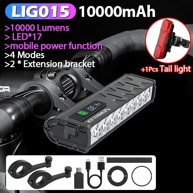Rechargeable Bicycle Headlight 300010000 Lumens Waterproof Cycling Lamp With Power Bank Function 13