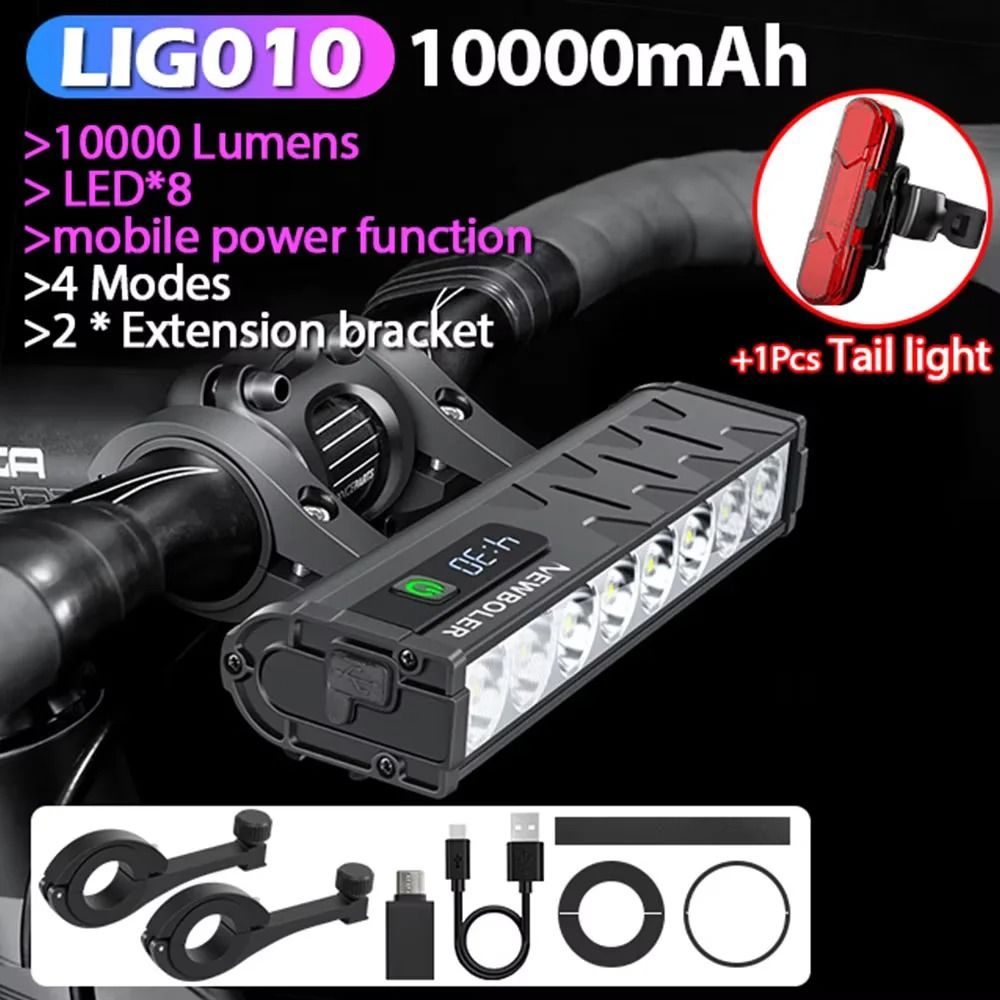 Rechargeable Bicycle Headlight 300010000 Lumens Waterproof Cycling Lamp With Power Bank Function 15