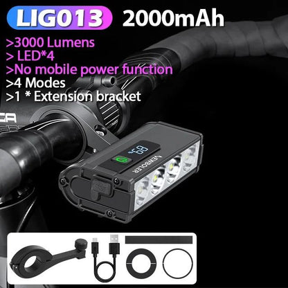 Rechargeable Bicycle Headlight 300010000 Lumens Waterproof Cycling Lamp With Power Bank Function 7
