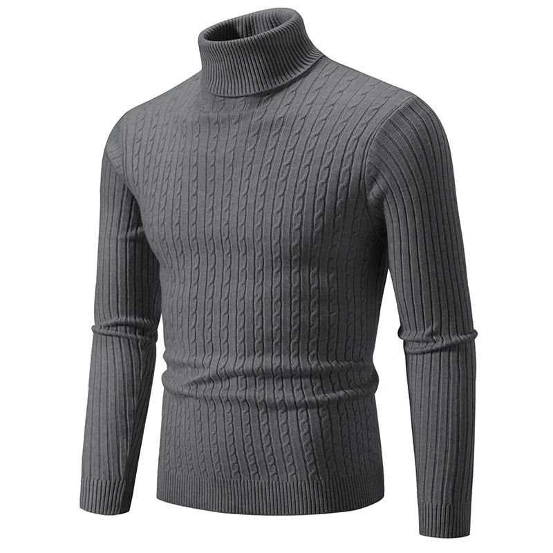 Mens High Neck Knitted Turtleneck Pullover Winter Sweater 9