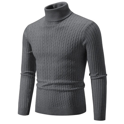 Mens High Neck Knitted Turtleneck Pullover Winter Sweater 9