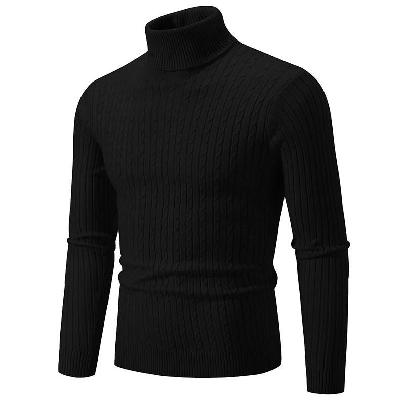 Mens High Neck Knitted Turtleneck Pullover Winter Sweater 7