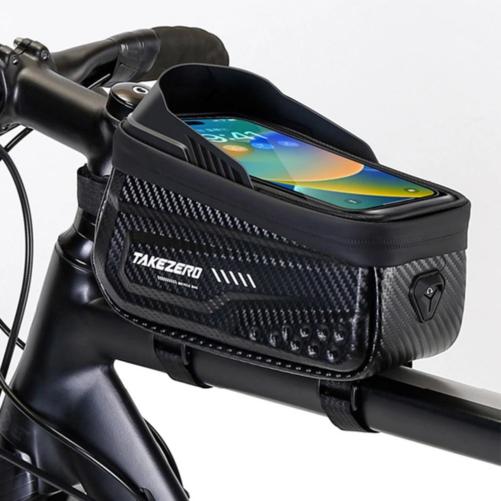 Waterproof Bicycle Frame Bag with Touch Screen Phone Case for 6.5 Inch Devices