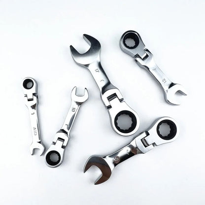 Mini Ratchet Wrench with Movable Head Dual-Purpose Open End Labor-Saving Tool