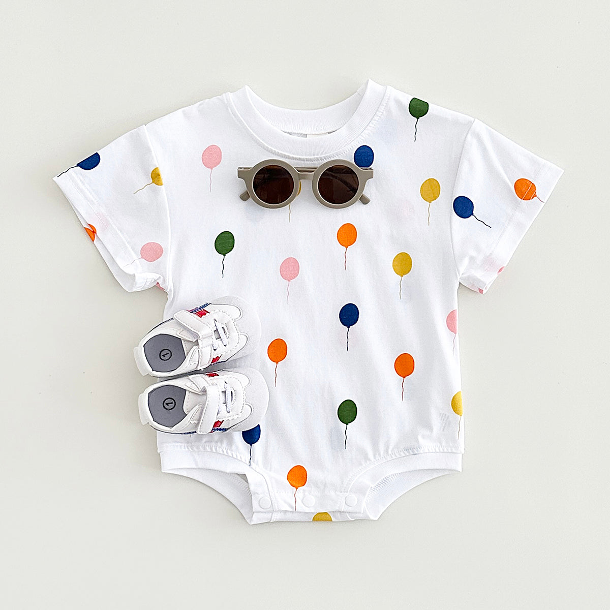 Summer Baby Girls Newborn Jumpsuit Balloon Print Short Sleeved Cotton Infant Bodysuit Boys Child Clothing