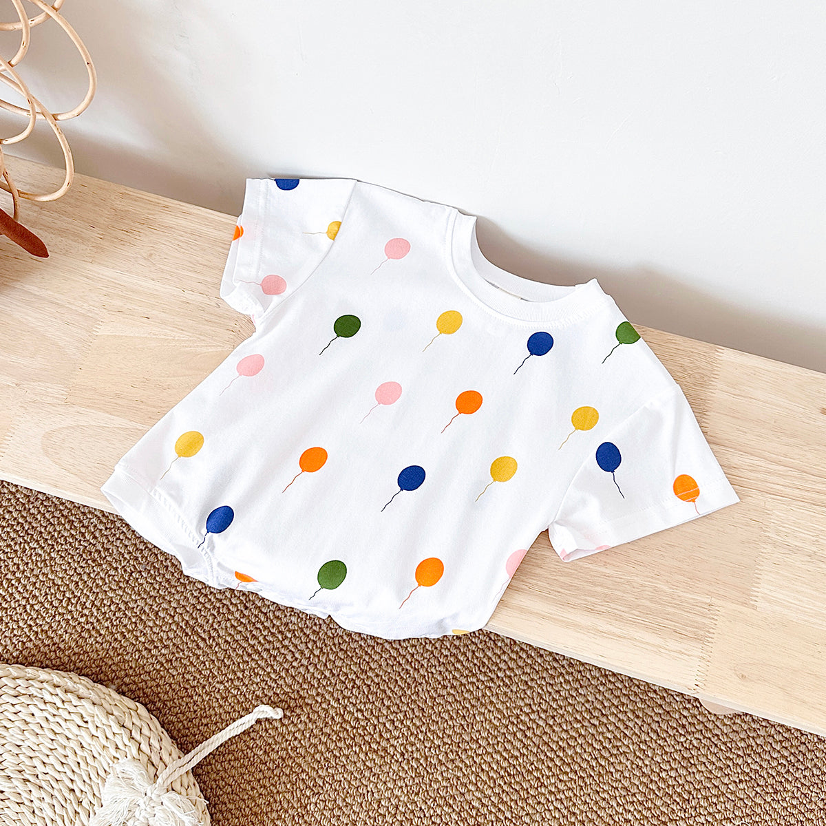 Summer Baby Girls Newborn Jumpsuit Balloon Print Short Sleeved Cotton Infant Bodysuit Boys Child Clothing