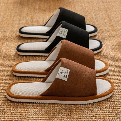 Mens Non-Slip Soft Sole Linen Indoor Slippers for Spring and Summer
