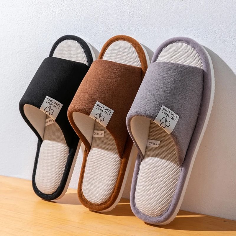 Mens NonSlip Soft Sole Linen Indoor Slippers For Spring And Summer 1