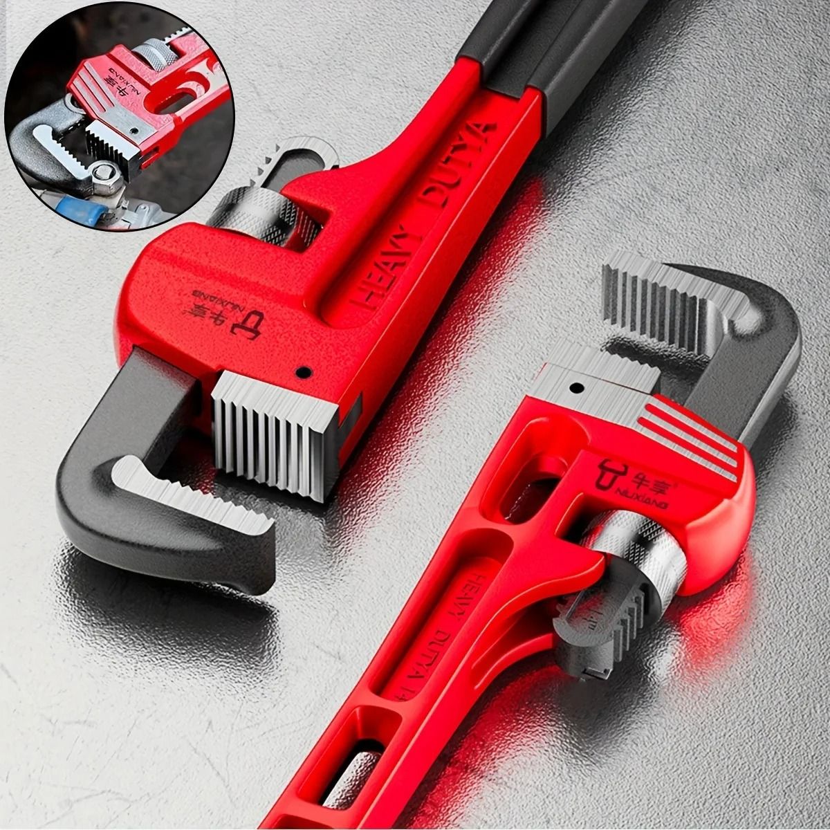 Heavy Duty Adjustable Aluminum Pipe Wrench with Floating Jaw – 8 Inch / 12 Inch